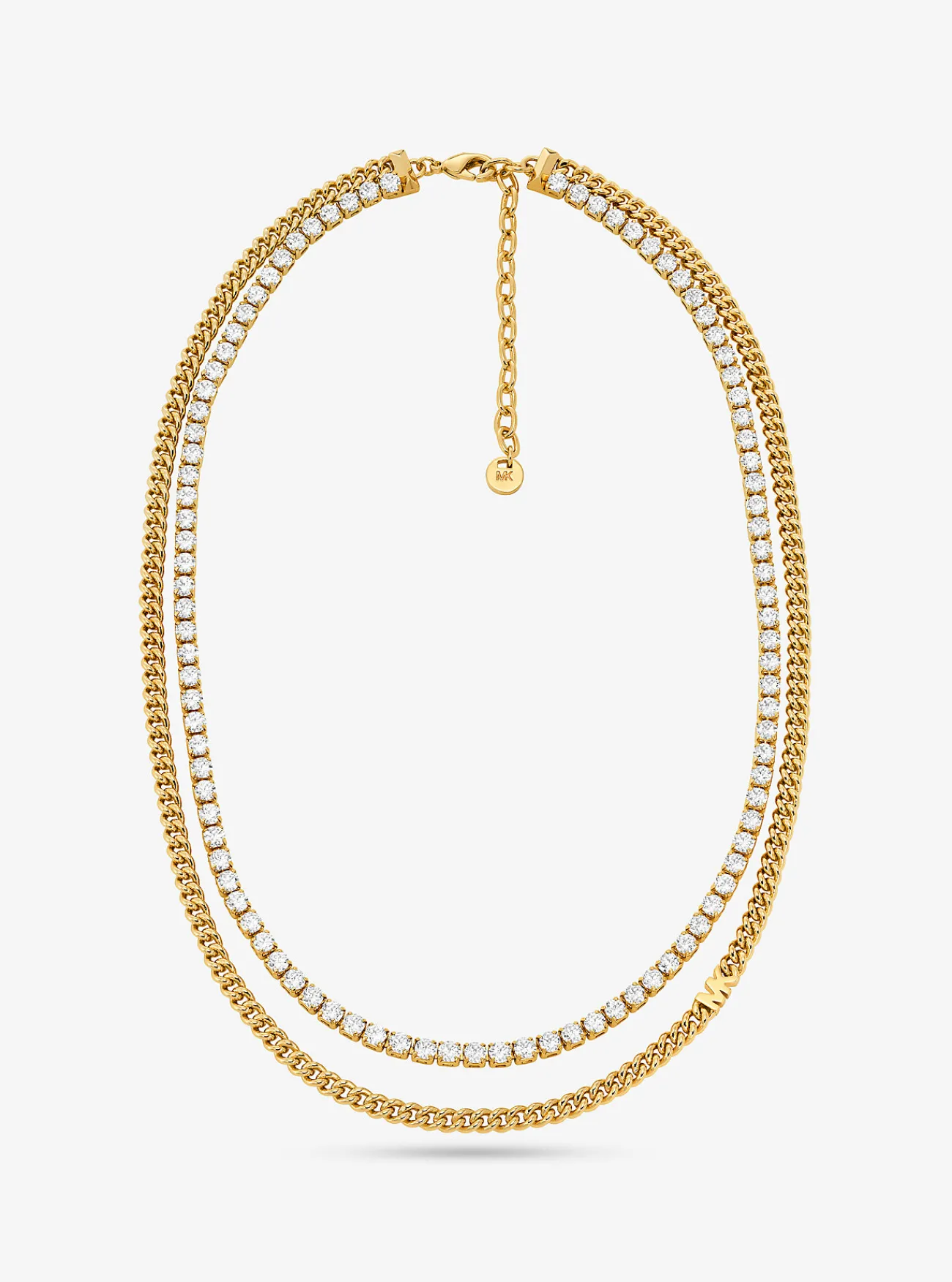 Michael Kors Tennisketting van messing met platering met edelmetaal en schakels, twee strengen GOUD Online