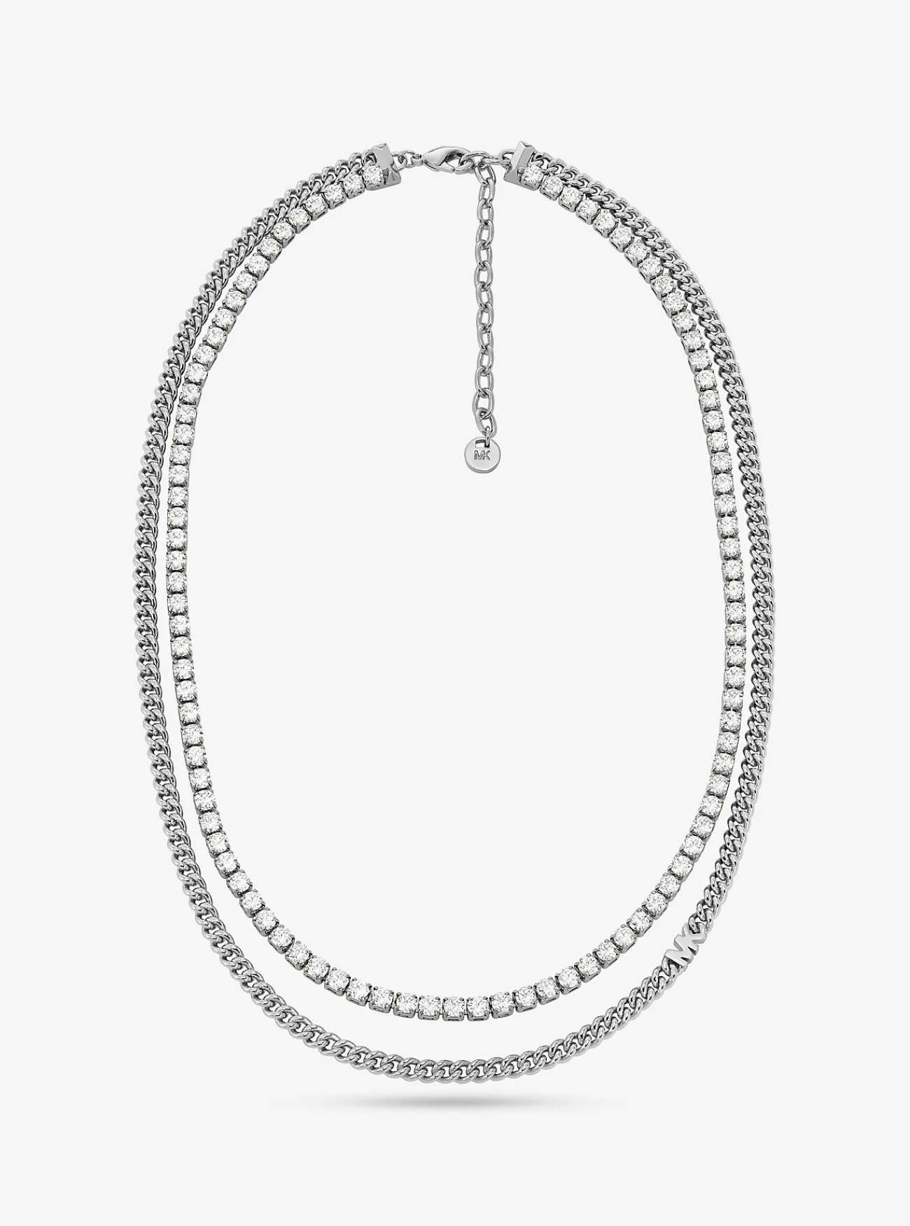Michael Kors Tennisketting van messing met platering met edelmetaal en schakels, twee strengen ZILVER Hot