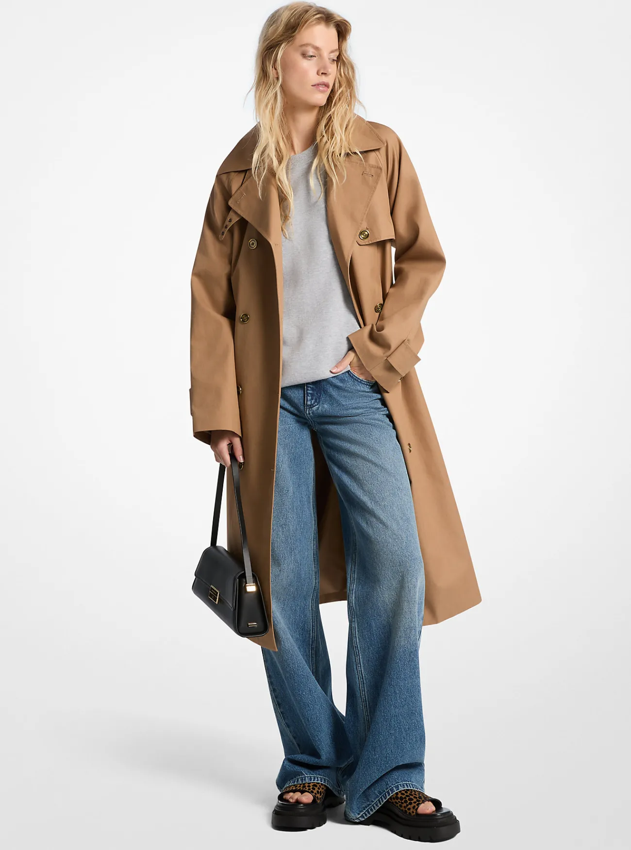Michael Kors Trenchcoat van katoen met dubbele knopenrij, oversized CAF&Eacute; Best
