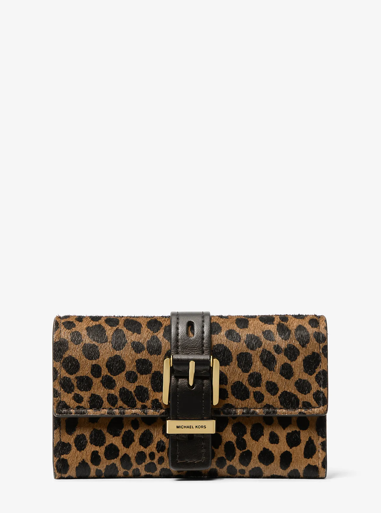 Michael Kors Tri-fold portefeuille Nolita van kalfshaar met jachtluipaardprint, middelgroot HUSKMULTI Online