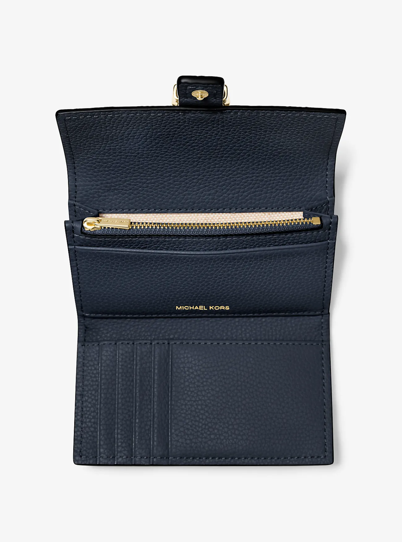 Michael Kors Tri-fold portefeuille Nolita van getrommeld leer, middelgroot MARINEBLAUW Clearance