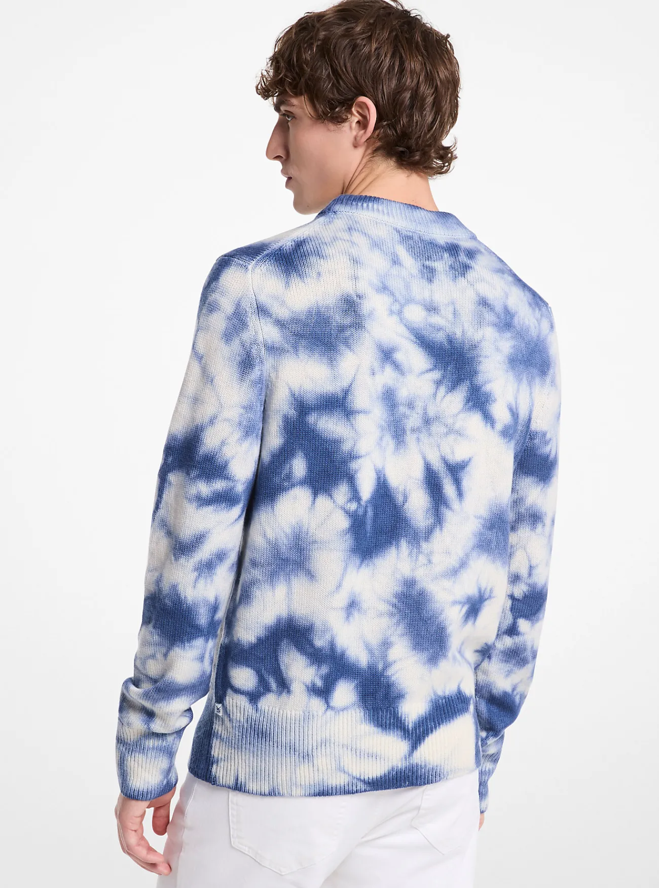 Michael Kors Trui van wol en kasjmier met ronde hals en tie-dye DONKERCHAMBRAY Sale