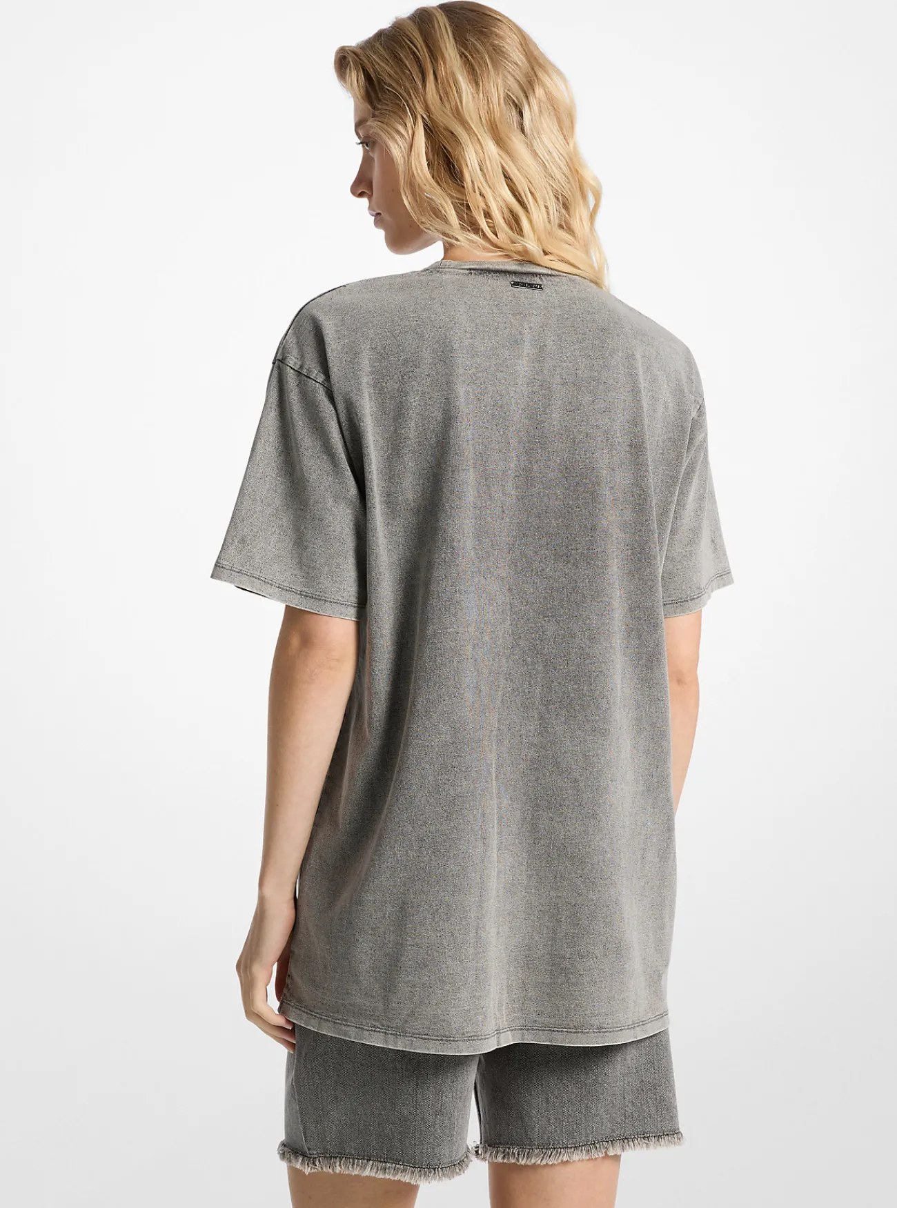 Michael Kors T-shirt van gewassen katoenjersey BETONNENWAS Clearance