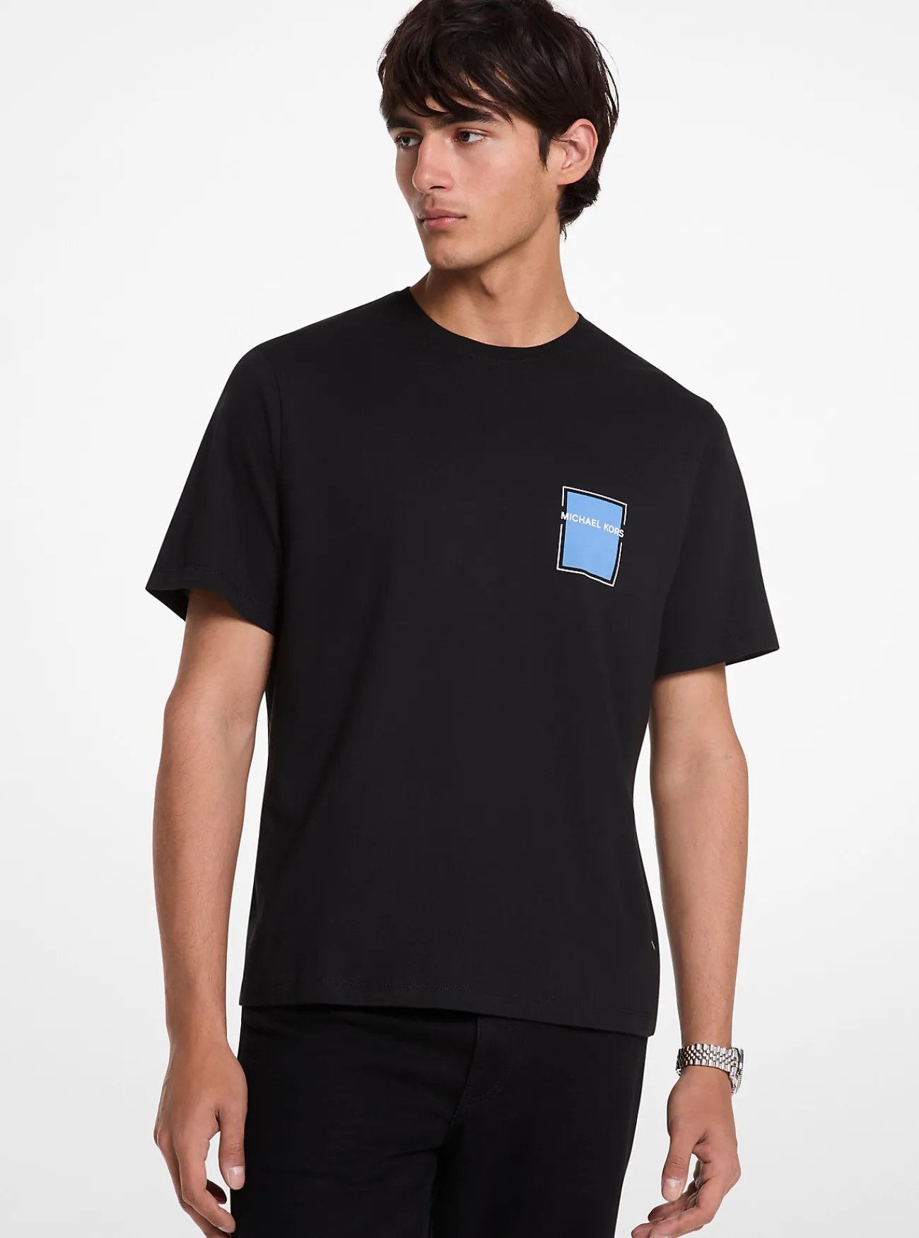 Michael Kors T-shirt van katoen met grafisch logo ZWART Best