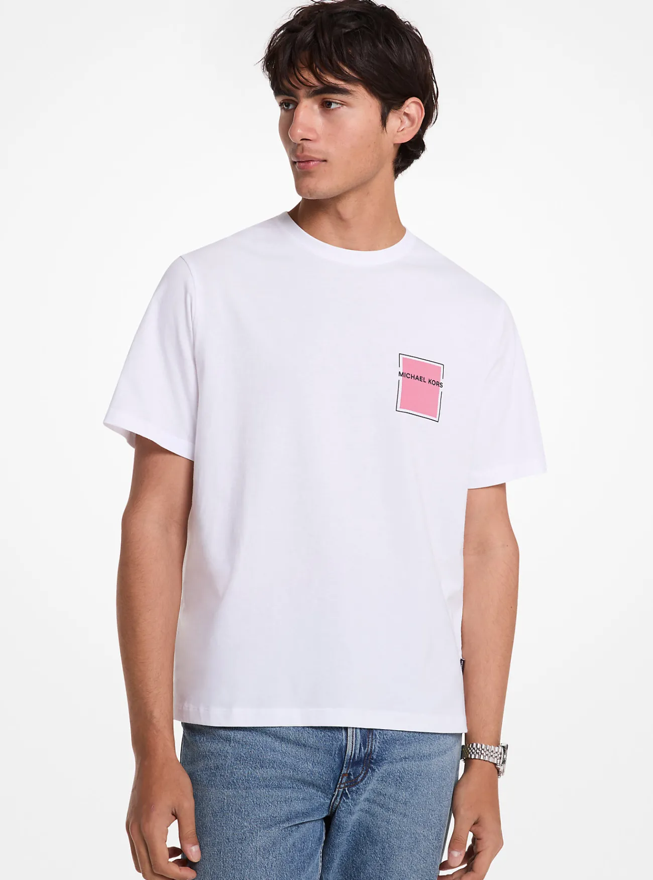 Michael Kors T-shirt van katoen met grafisch logo WIT Online