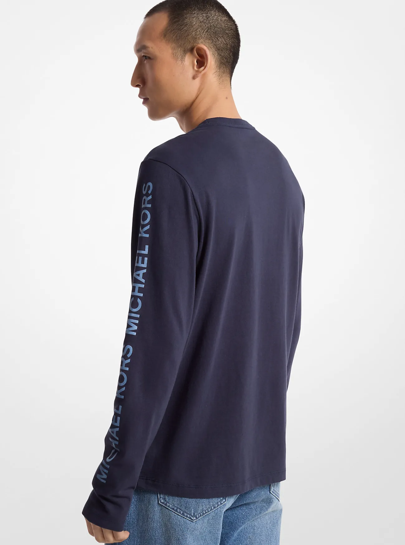 Michael Kors T-shirt van katoen met lange mouwen MIDDERNACHTSBLAUW Best