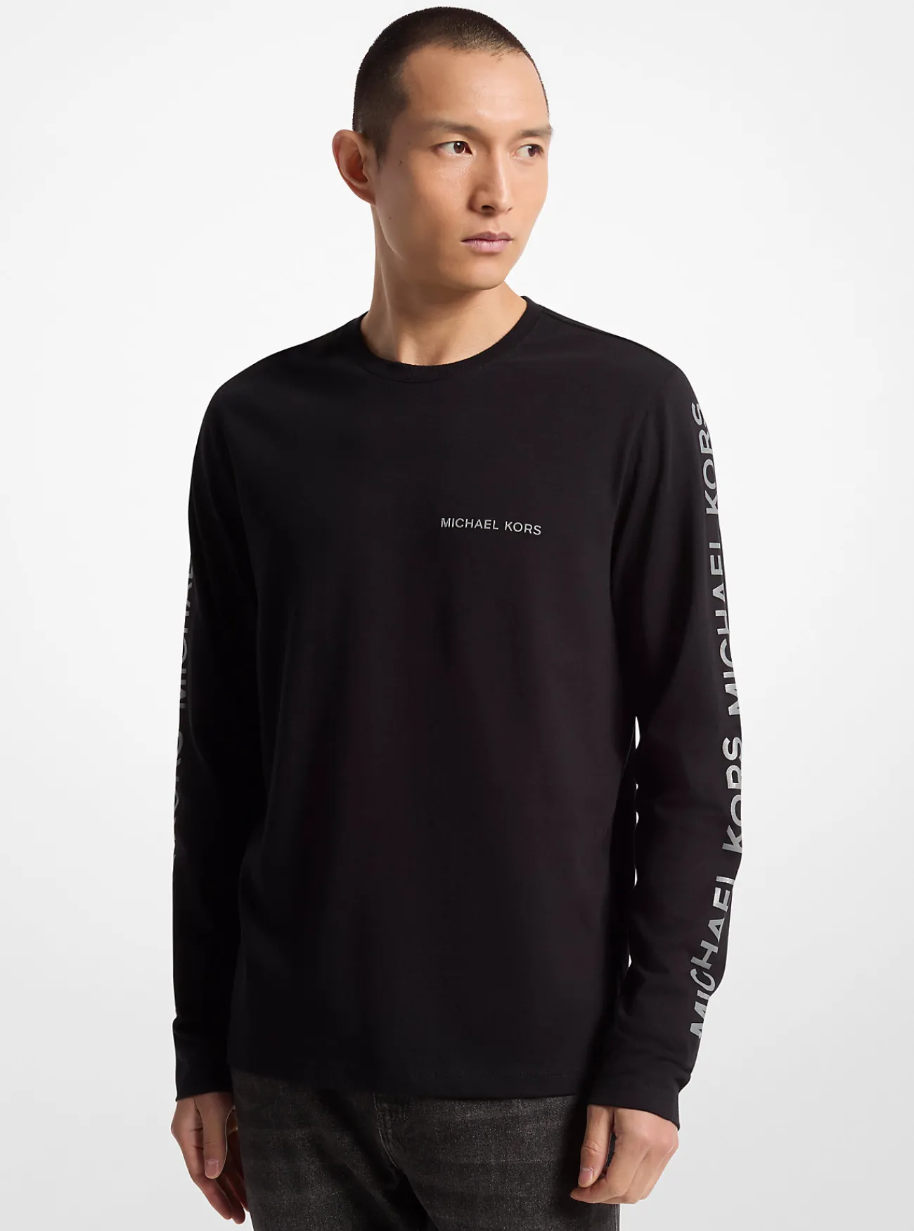 Michael Kors T-shirt van katoen met lange mouwen ZWART Fashion