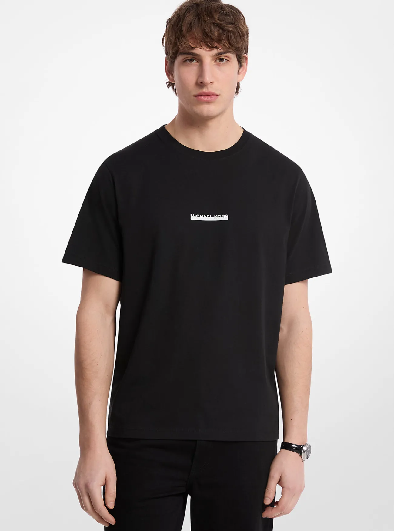 Michael Kors T-shirt van katoen met logo ZWART Hot