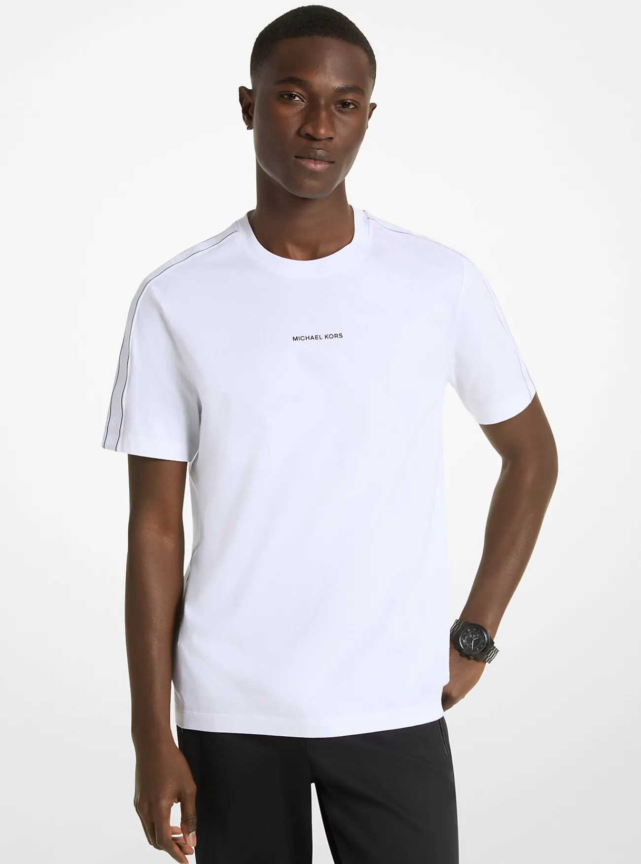 Michael Kors T-shirt van katoen met logoband WIT Best