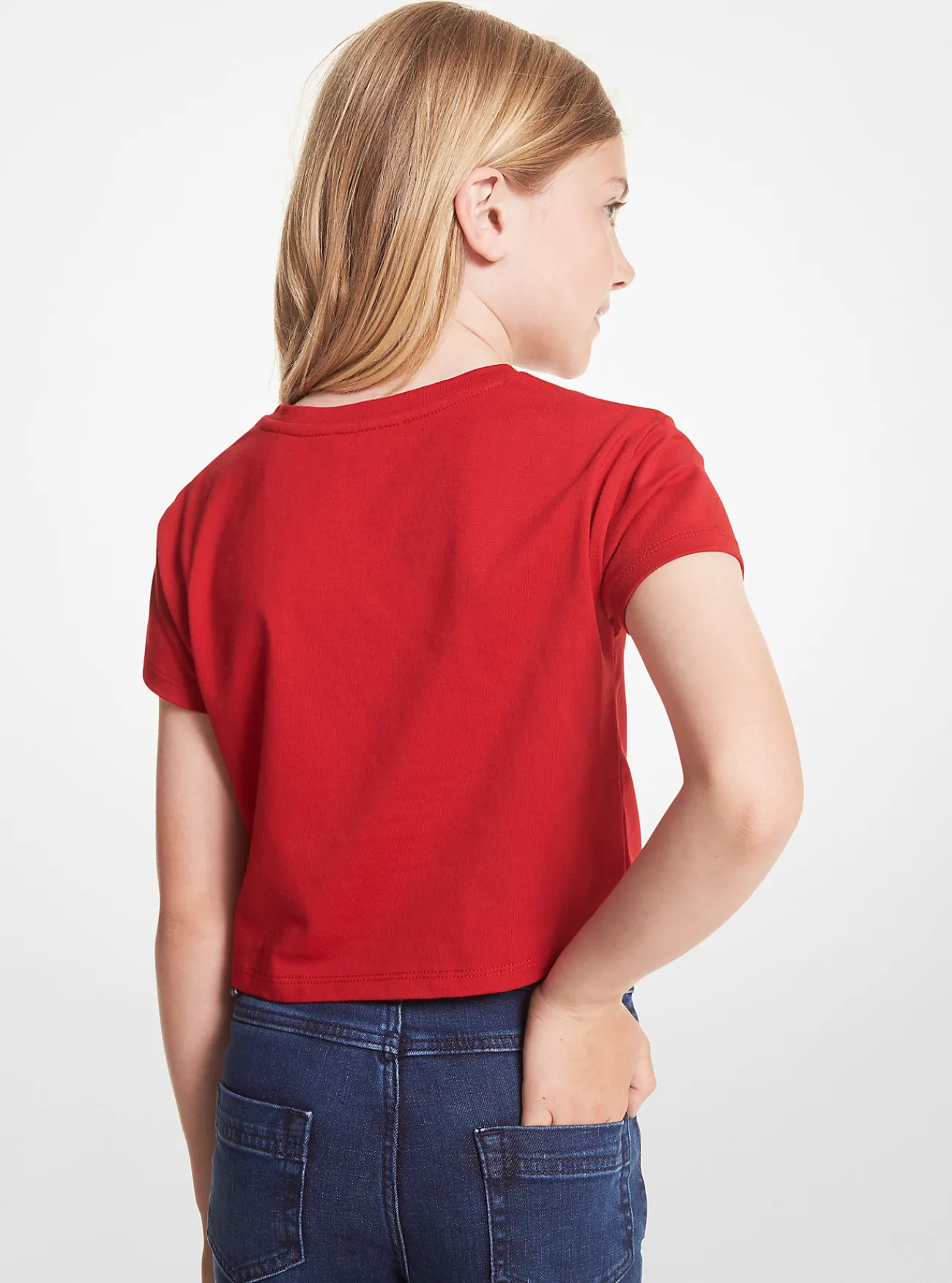 Michael Kors T-shirt van katoen met logo en studs ROOD Clearance