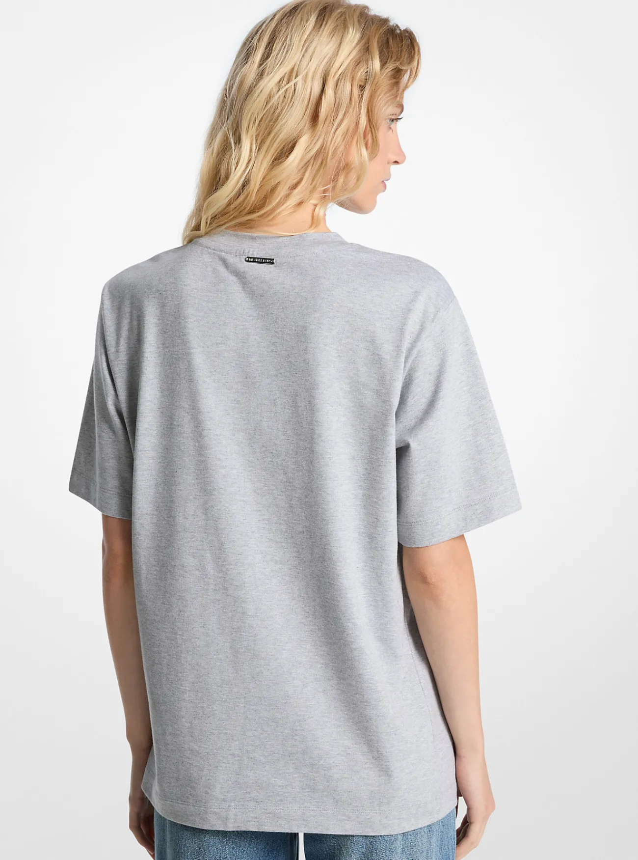 Michael Kors T-shirt van katoen met reli&euml;flogo GEM&Ecirc;LEERDGRIJSHEREN Hot