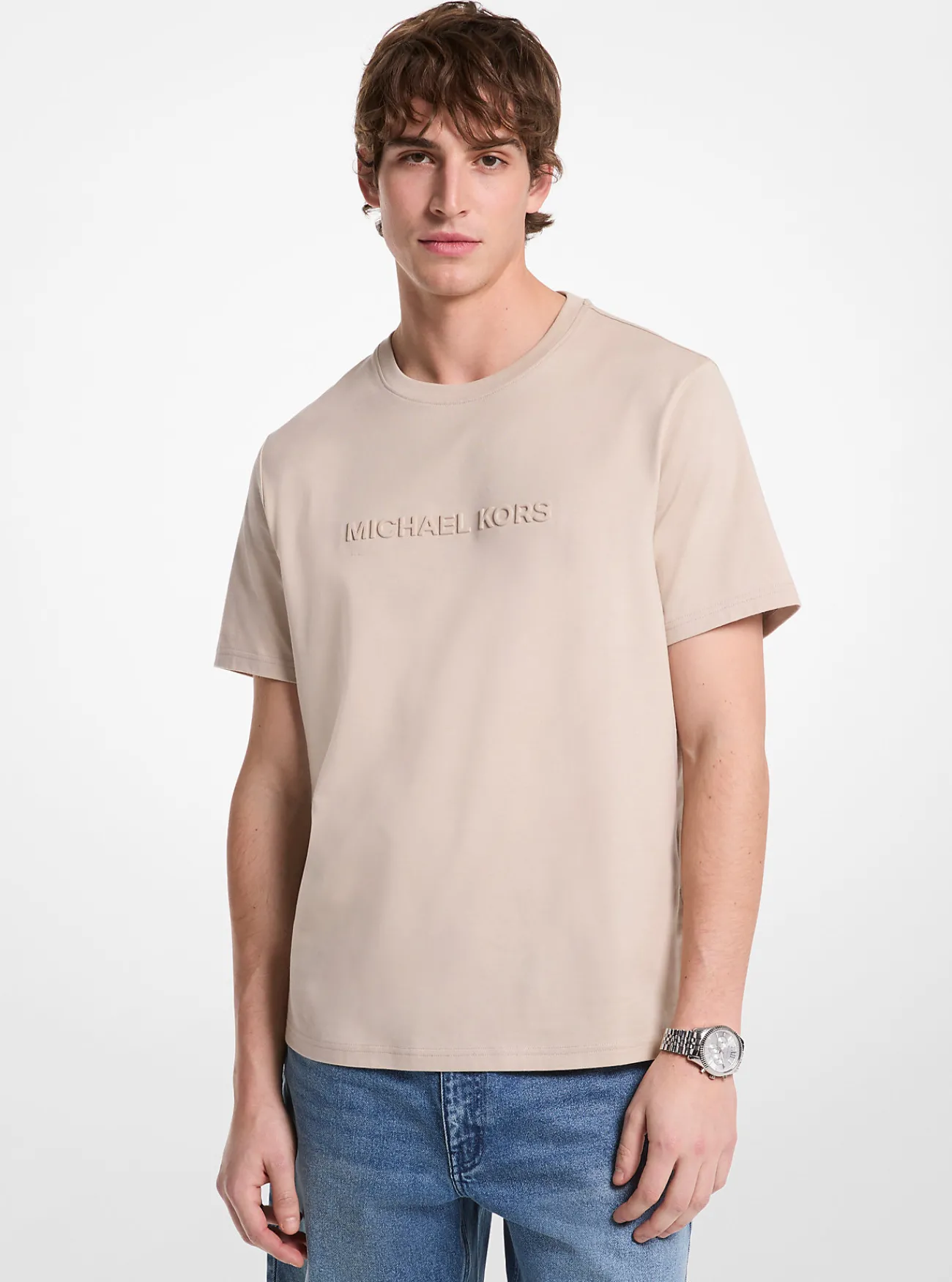 Michael Kors T-shirt van katoen met reli&euml;flogo DUIN New