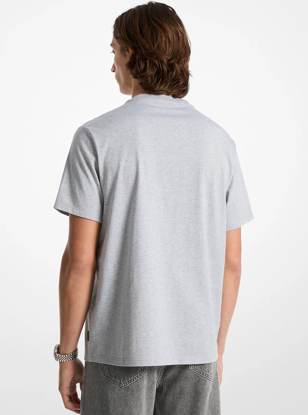 Michael Kors T-shirt van katoen met reli&euml;flogo STEENGRIJS Discount
