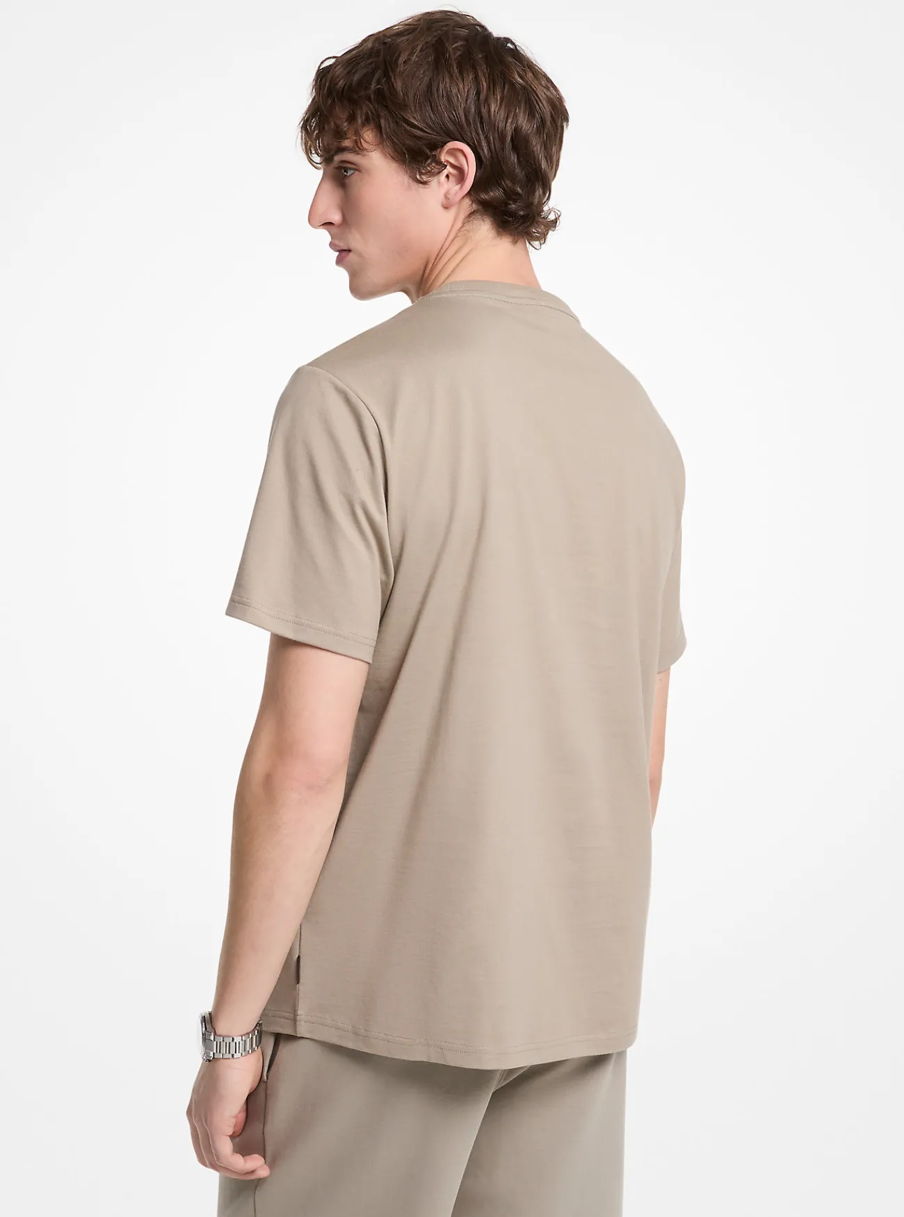 Michael Kors T-shirt van katoen met reli&euml;flogo ZACHTSALIE Outlet