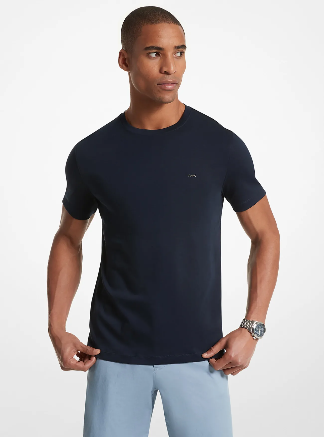 Michael Kors T-shirt van katoen met ronde hals MIDDERNACHTSBLAUW Fashion