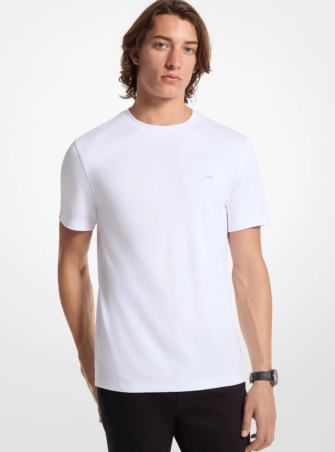 Michael Kors T-shirt van katoen met ronde hals WIT Outlet