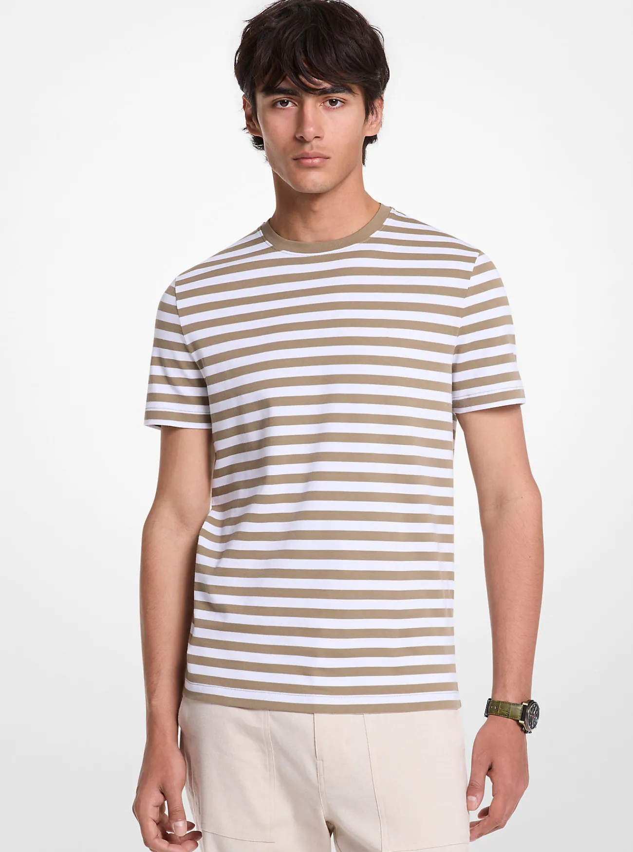 Michael Kors T-shirt van katoen met strepen SAFARIGROEN Best
