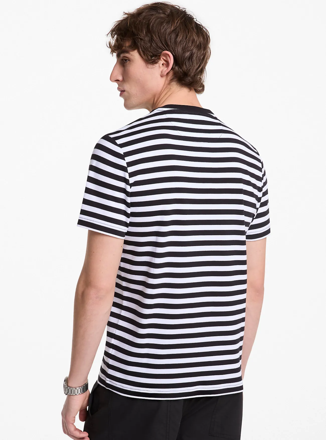 Michael Kors T-shirt van katoen met strepen ZWART Outlet