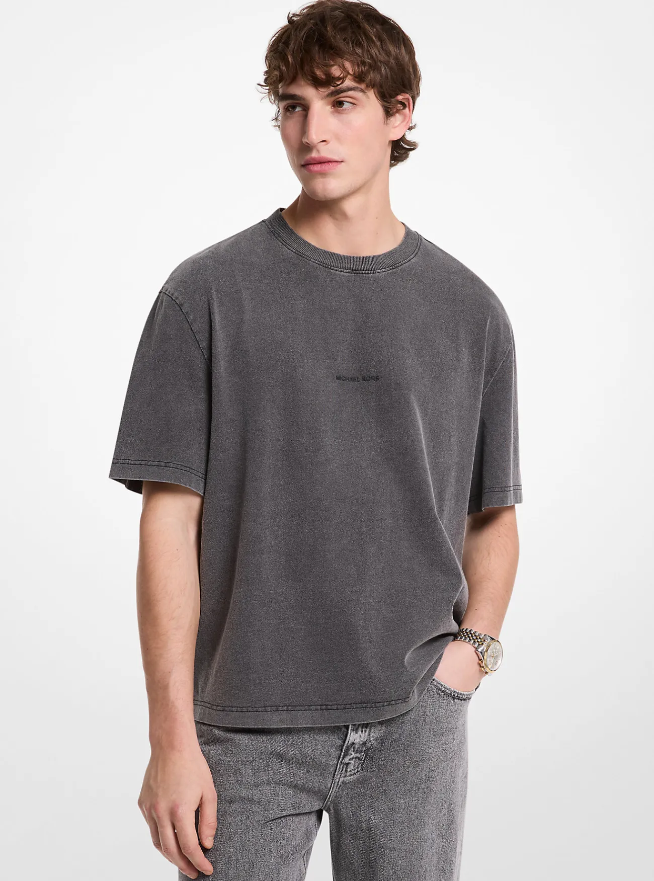 Michael Kors T-shirt van katoenjersey met logo ZWART Online