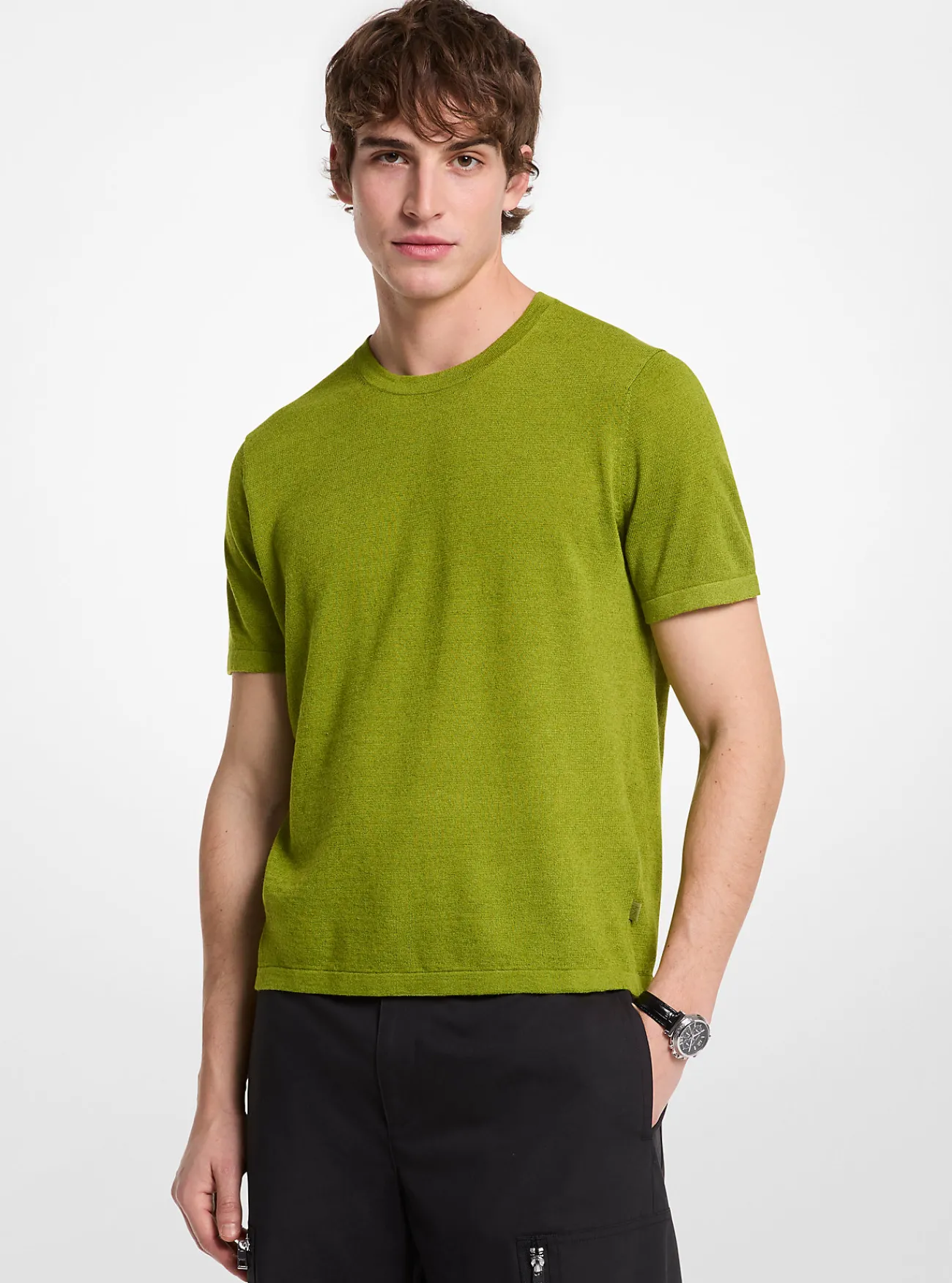 Michael Kors T-shirt van linnen en katoen WEIDEGROEN Hot