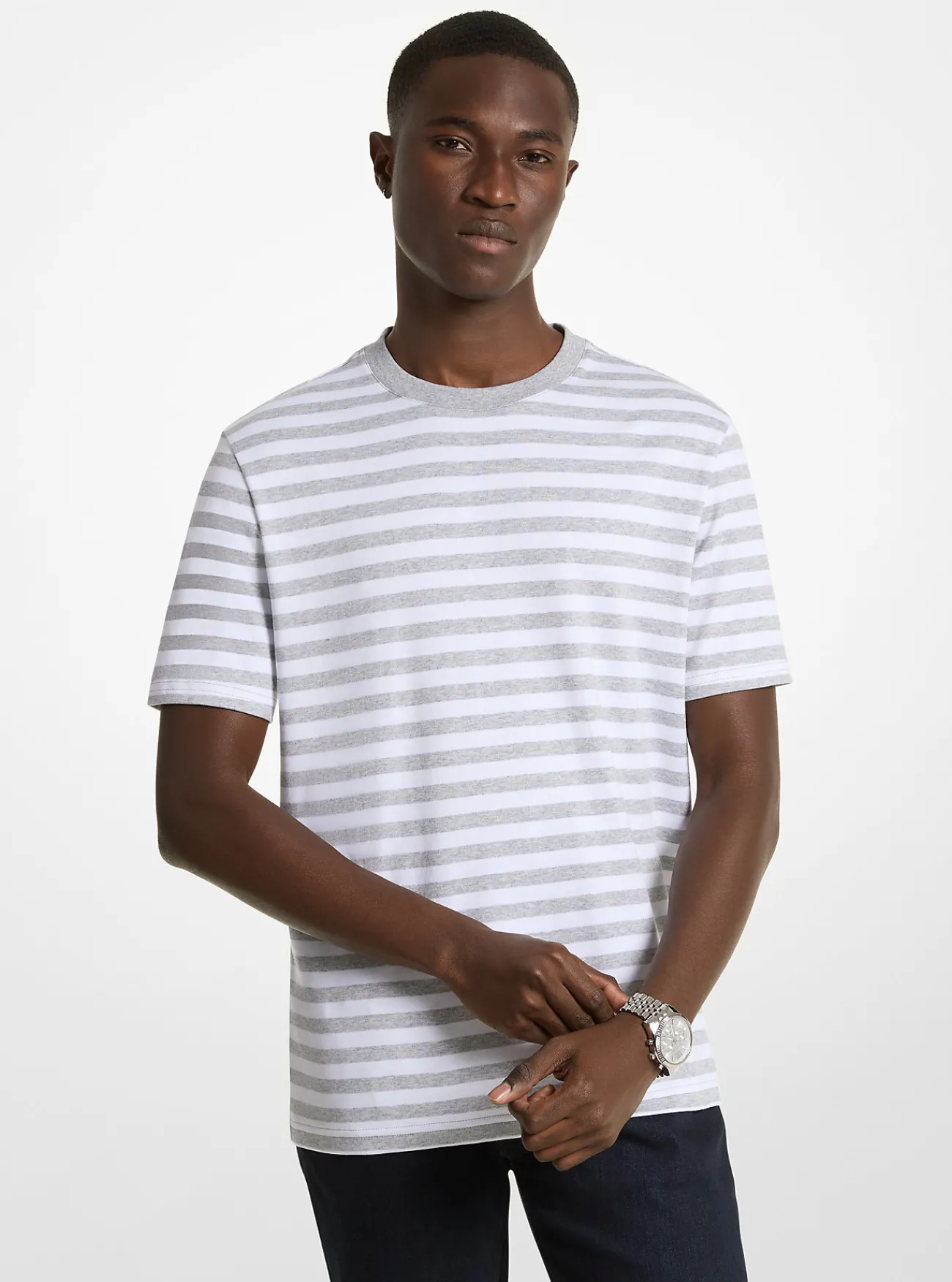 Michael Kors T-shirt van pima-katoen, gestreept Hot