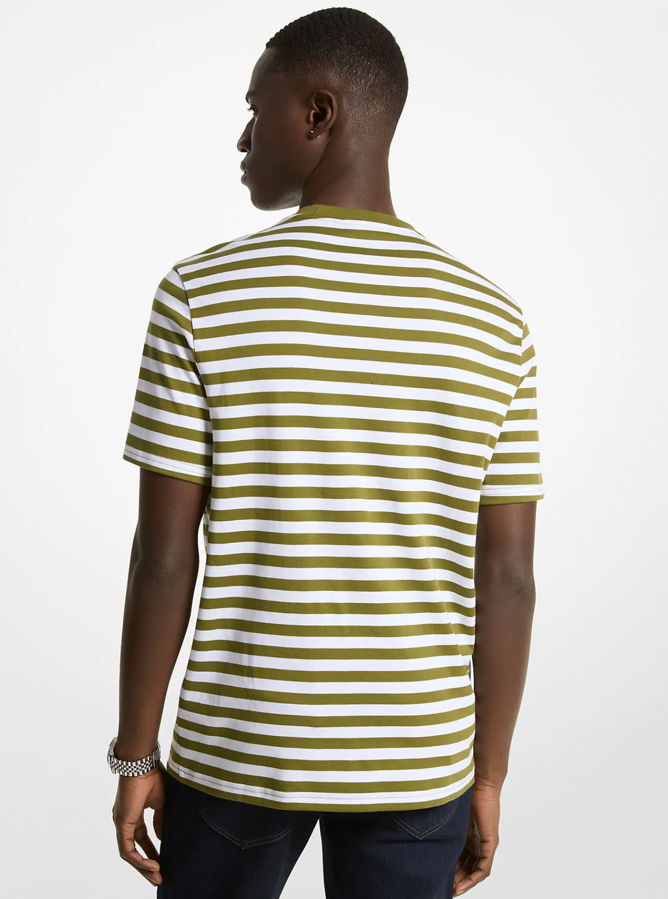 Michael Kors T-shirt van pima-katoen, gestreept EVERGREEN Outlet