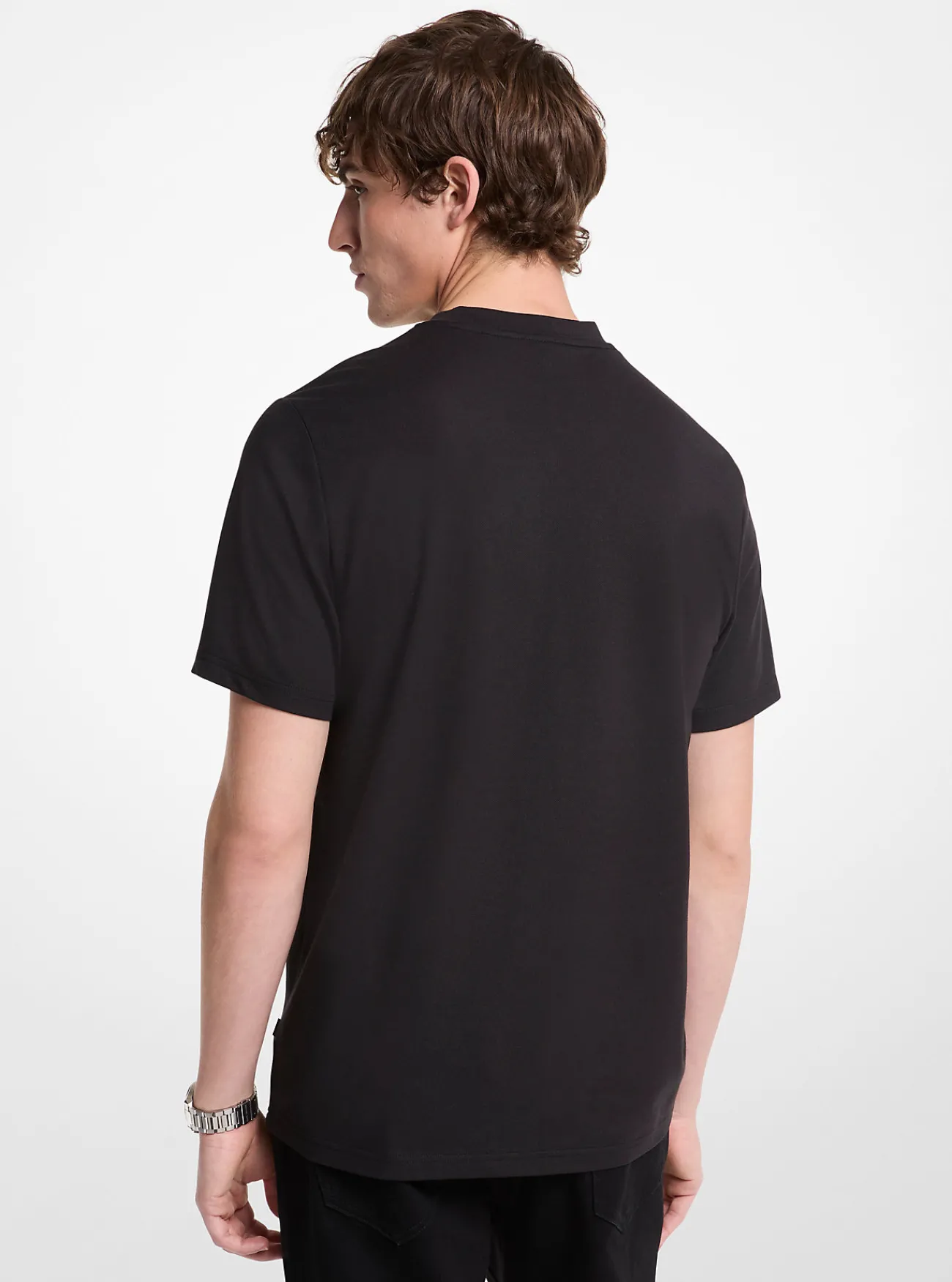 Michael Kors T-shirt van piqu&eacute;stof van katoenmix ZWART Sale
