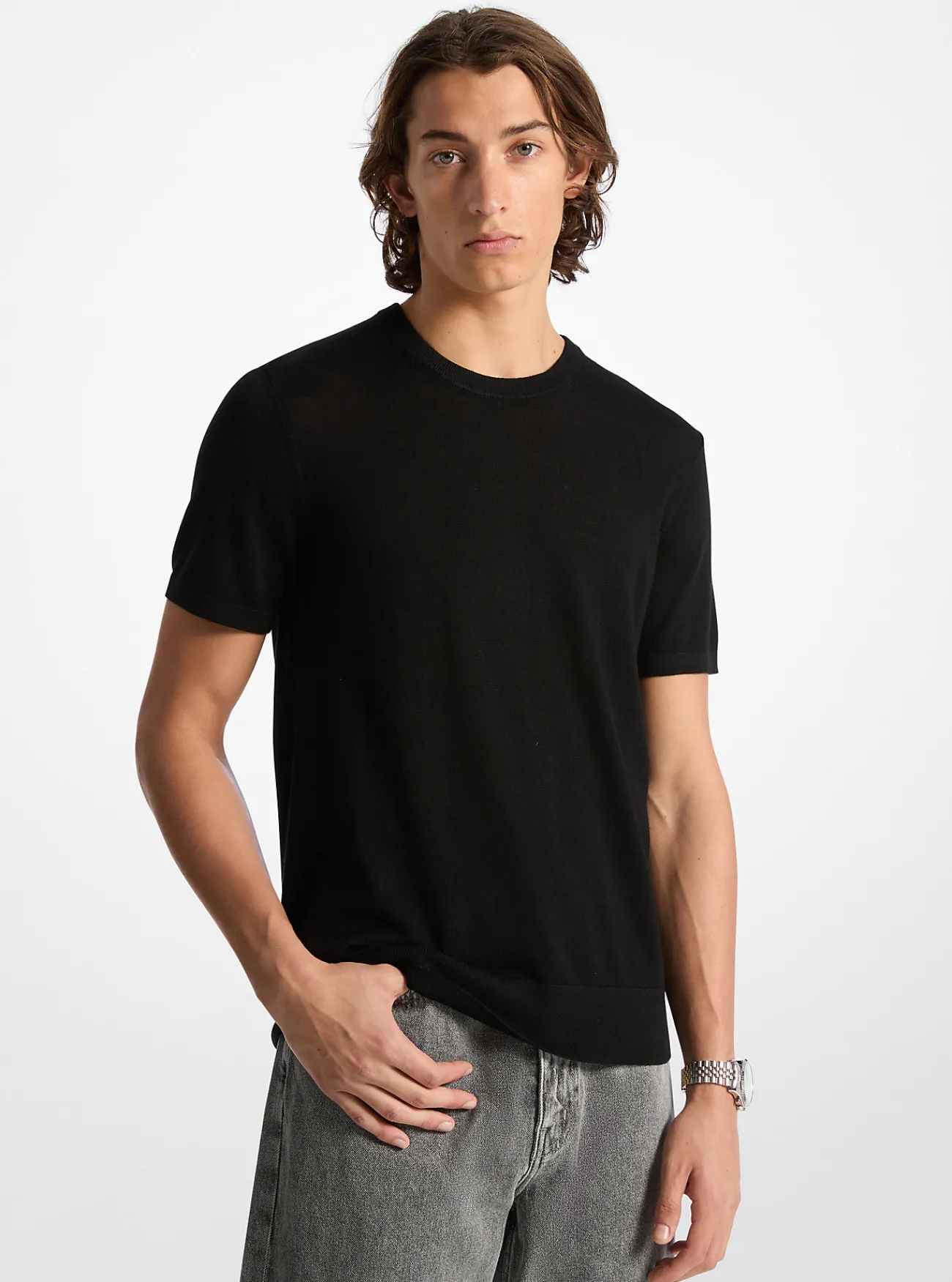 Michael Kors T-shirt van wol ZWART Clearance