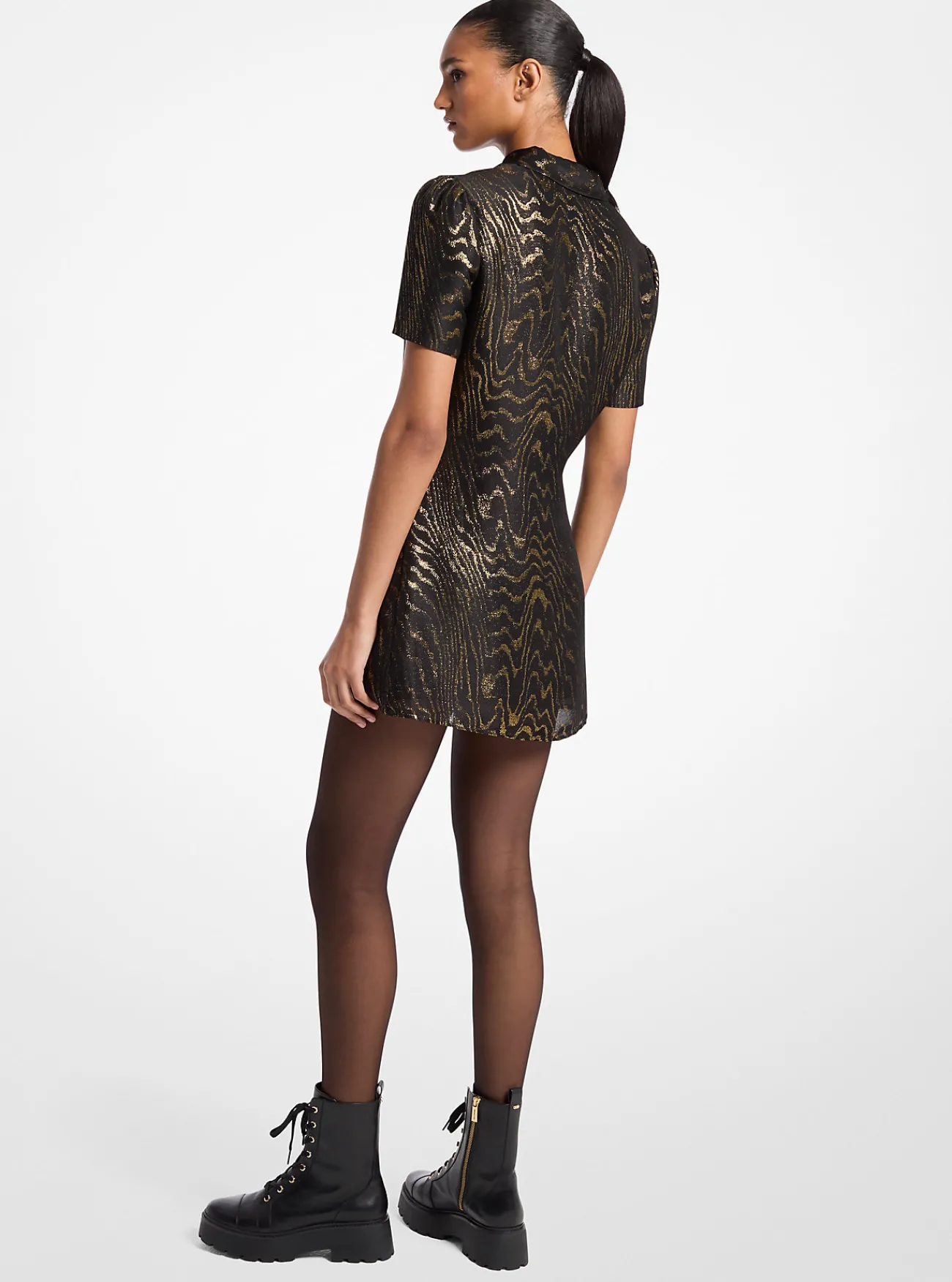Michael Kors T-shirtjurk van een zijdemix met metallic moir&eacute; New