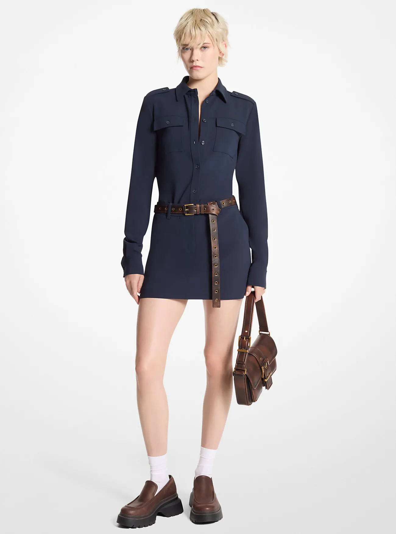 Michael Kors Utility-overhemd van cr&ecirc;pe ADMIRAALBLAUW Sale