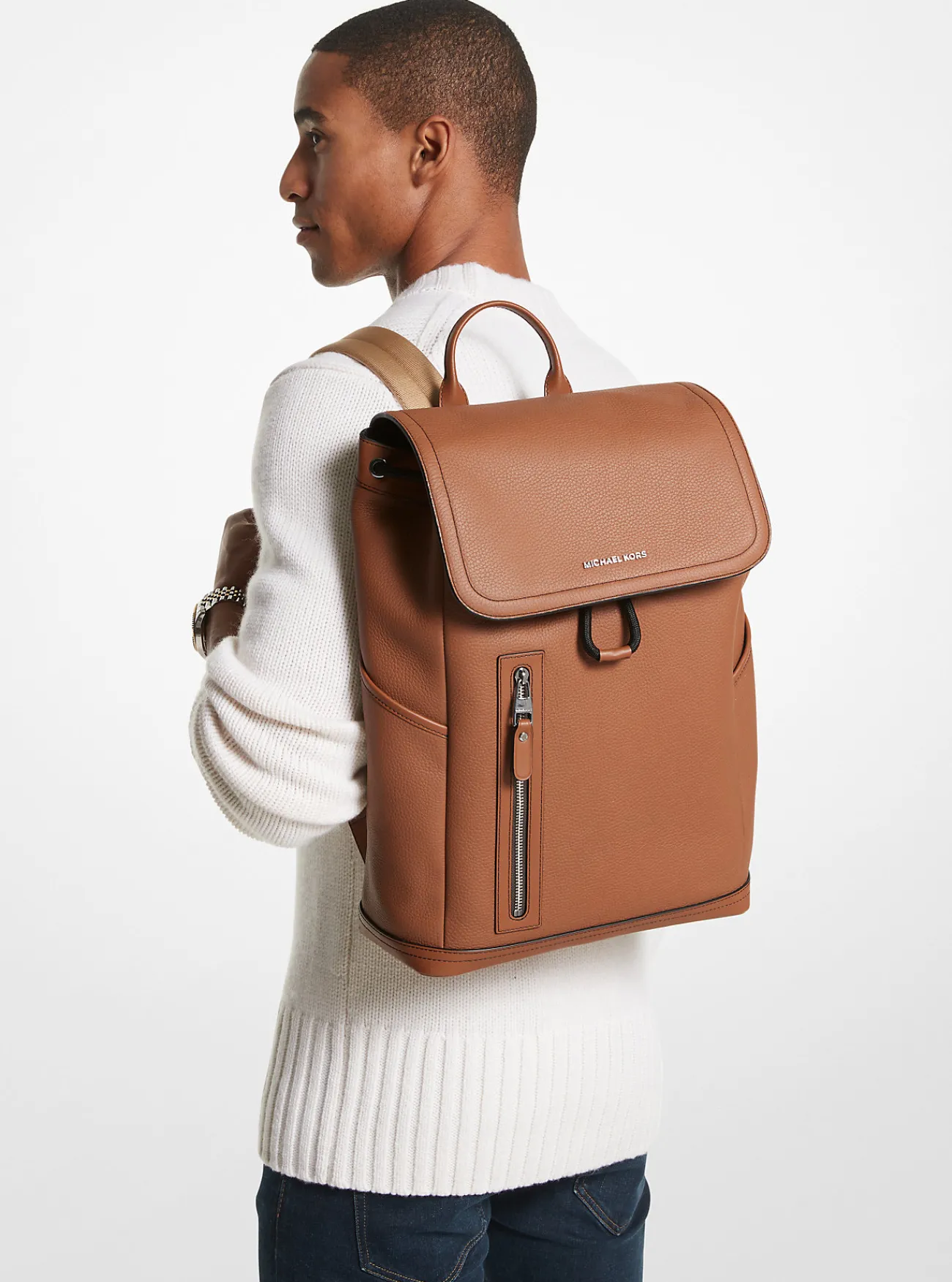 Michael Kors Utilityrugzak Hudson van getrommeld leer LUGGAGE Sale