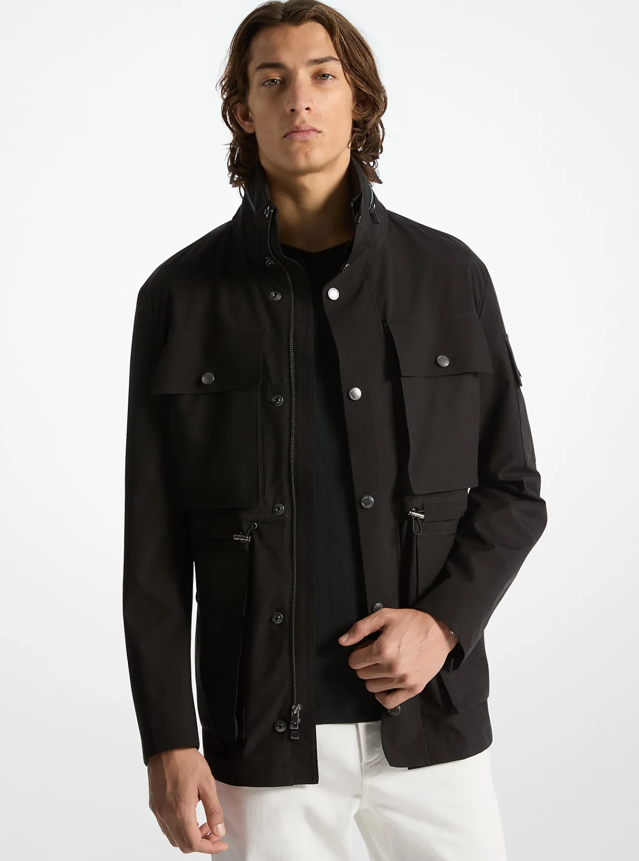 Michael Kors Veldjack, geweven ZWART Outlet