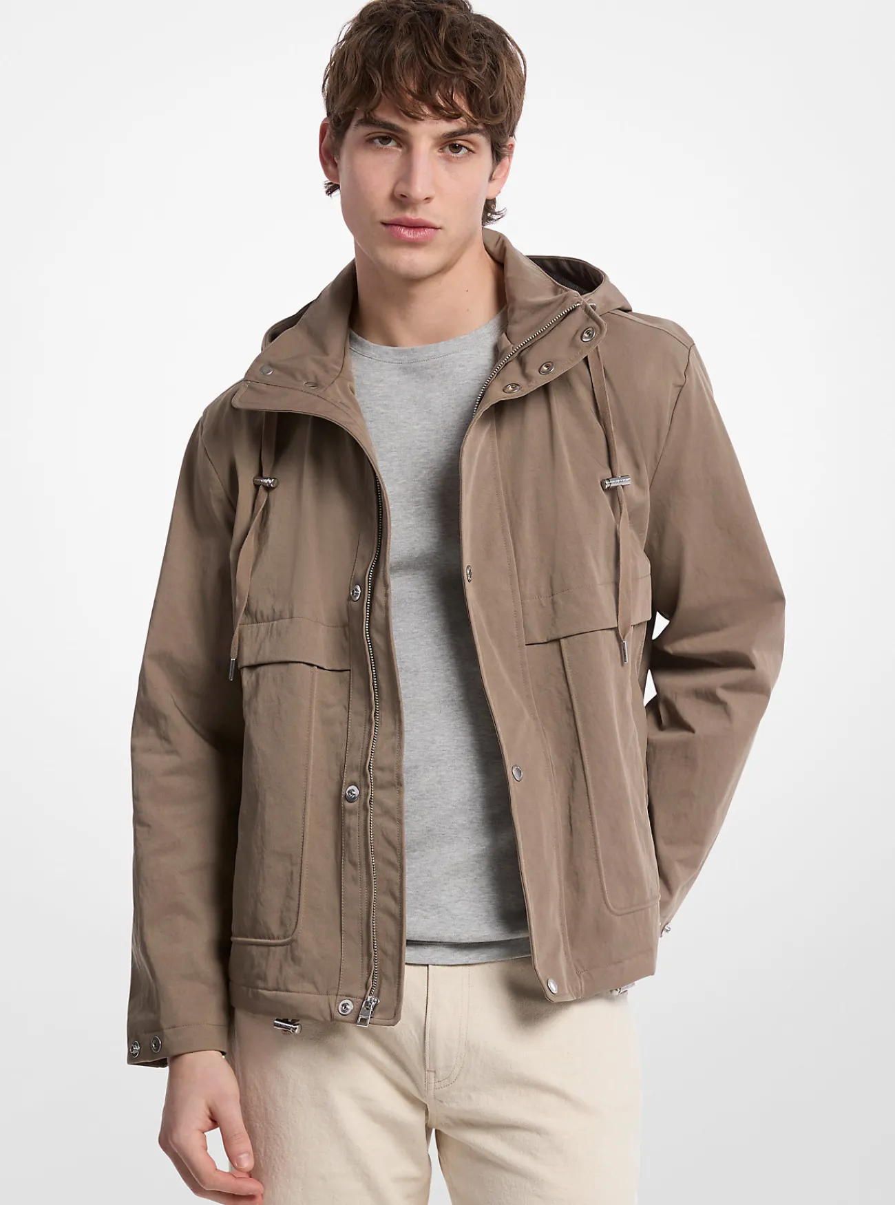 Michael Kors Windjack van nylon keperstof KASTANJE Outlet