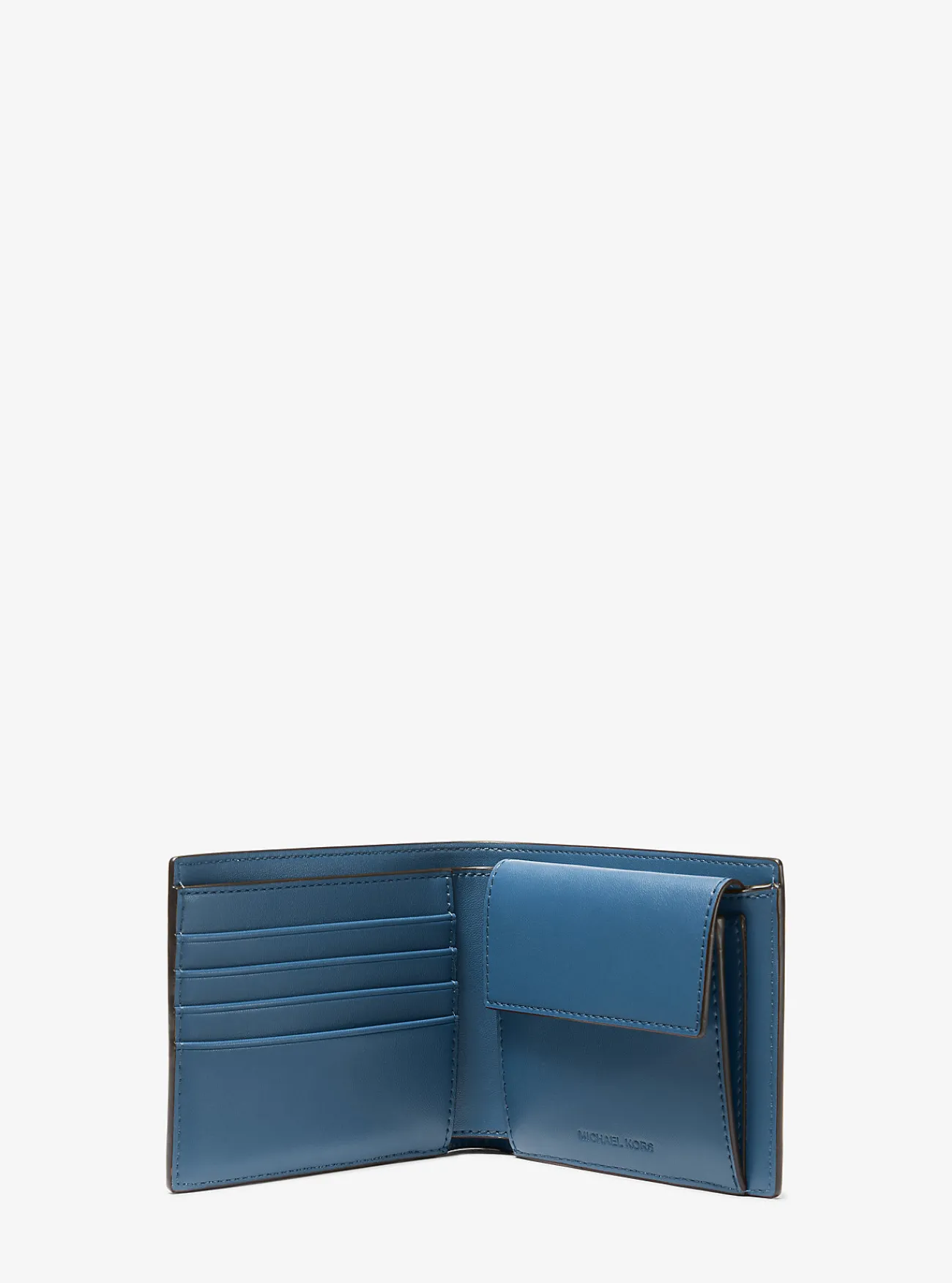 Michael Kors Zakportefeuille Hudson van getrommeld leer met portemonneetje DONKERCHAMBRAY Clearance